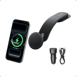 Anker Nano Magnetic Wireless Car Charger, 360° Adjustable Mount Car Charger with Detachable Pad, 15W Qi2 Certified with Alloy Bracket, Fast Charging for iPhone 17/16/15/14/13 Series (Adapter Included)