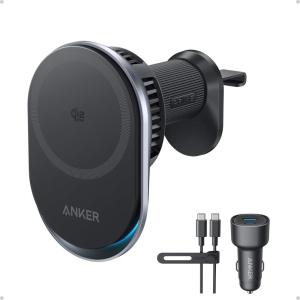 Anker Prime MagSafe Car Mount Charger, Qi2 25W Certified Wireless Car Charger with TEC Cooling, Strong Magnets, Air Vent Mount for iPhone 17-12 Series (Check Vent Compatibility, Includes 60W Adapter)(B2933)