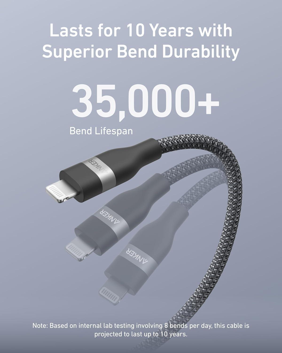 imageAnker USB C to Lightning Cable UpcycledBraided USB C to Lightning Cord UltraFast Charging Cable for iPhone 14131211 Series and More 3FT6ft Pack of 2