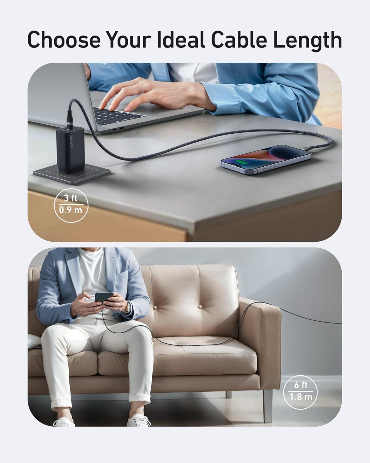 imageAnker USB C to Lightning Cable UpcycledBraided USB C to Lightning Cord UltraFast Charging Cable for iPhone 14131211 Series and More 3FT6ft Pack of 2