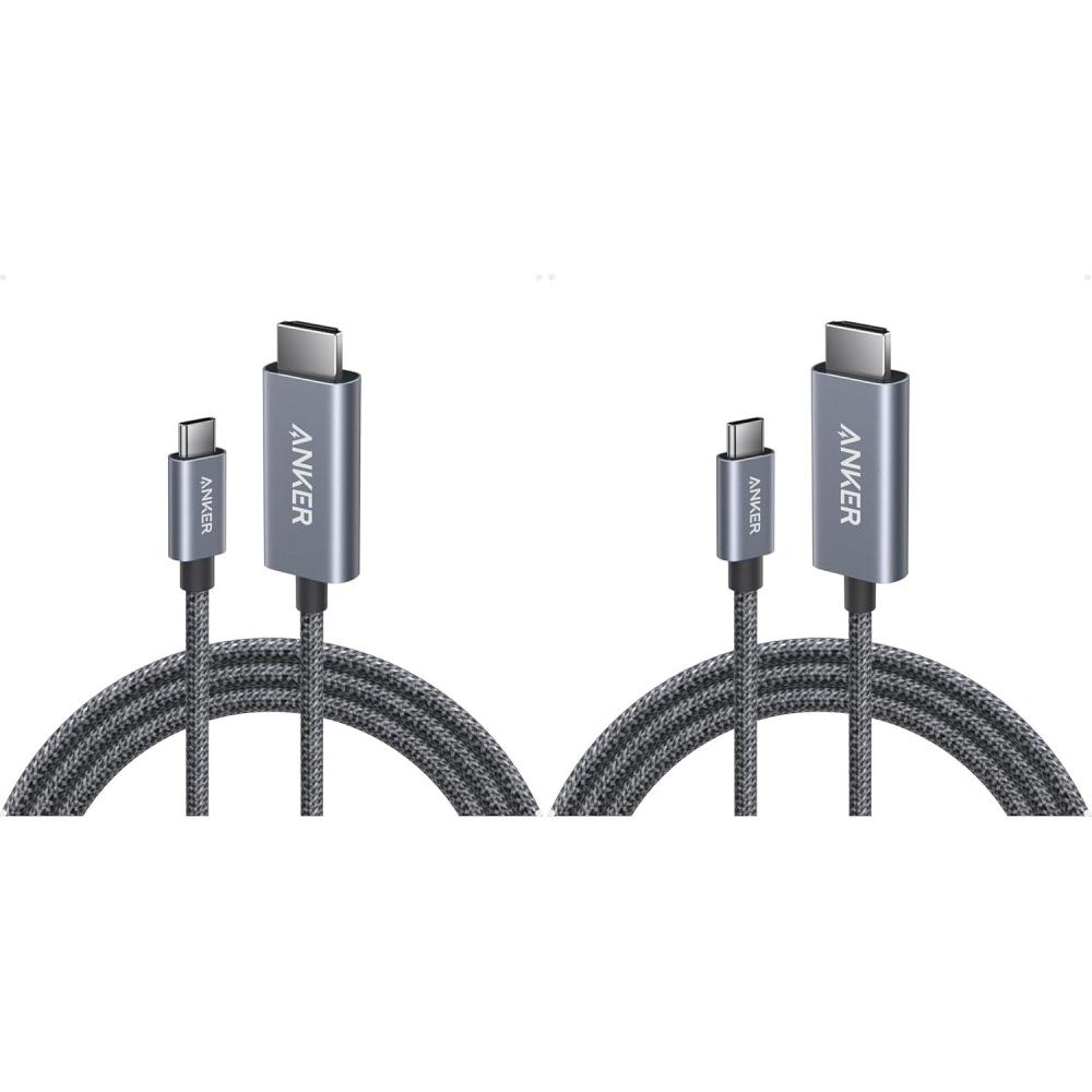 imageAnker HDMI Cable 4K60Hz UltraFast NylonBraided USB C to HDMI Cord with Advanced Shielding Thunderbolt 543 for MacBook iPad iPhone HD TV and More 6FTBlack6FT Pack of 2