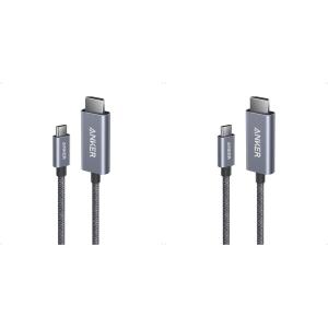 Anker HDMI Cable, 4K@60Hz Ultra-Fast Nylon-Braided USB C to HDMI Cord with Advanced Shielding, Thunderbolt 5/4/3, for MacBook, iPad, iPhone, HD TV, and More (6FT,Black)(3FT (Pack of 2))