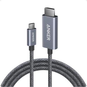 Anker HDMI Cable, 4K@60Hz Ultra-Fast Nylon-Braided USB C to HDMI Cord with Advanced Shielding, Thunderbolt 5/4/3, for MacBook, iPad, iPhone, HD TV, and More (6FT,Black)(6FT)