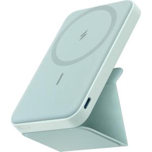 Anker 622 Magnetic Battery (MagGo), 5,000mAh Foldable Magnetic Wireless Portable Charger with Stand and USB-C Port (On The Side), Magsafe-Compatible for iPhone 16/15/14/13 Series(Buds Green)