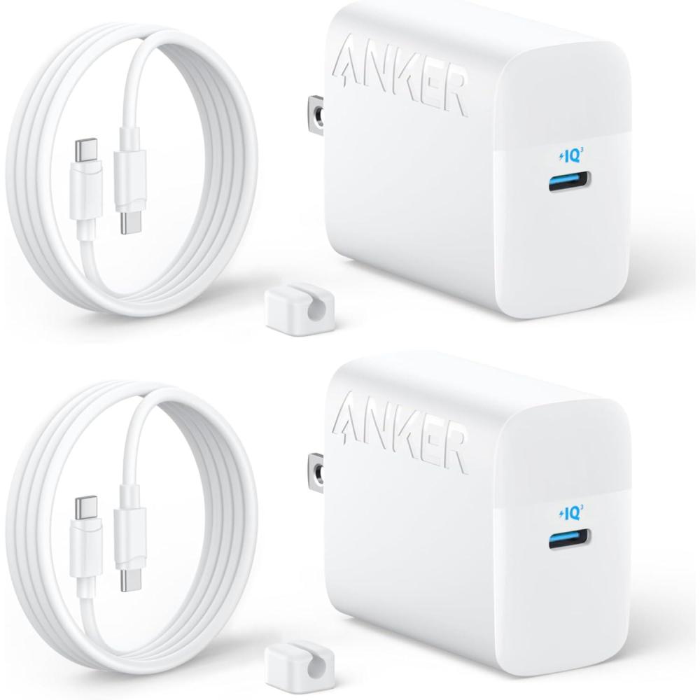 imageAnker 45W USB C Charger Block PPS Fast Charger with USBC Cable for iPhone 1716 and More Series iPad Galaxy S24 Ultra 2Pack 5 ft Cable IncludedWhite