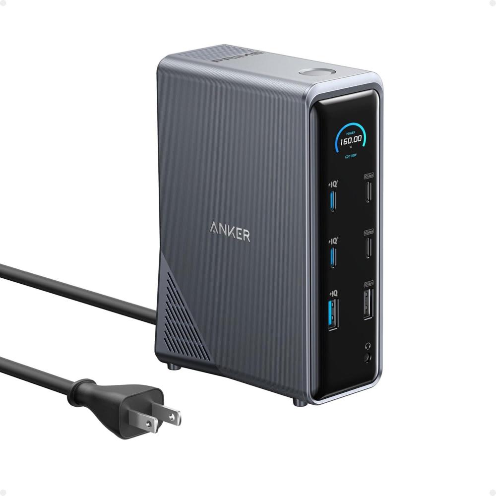 imageAnker Prime Docking Station 14Port with 160W Max Output 10Gbps Fast Data Transfer RealTime Smart Interface Audio and Ethernet Ports Dual 4K Displays for Dell HP Lenovo and More