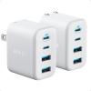 imageAnker Zolo USB C Charger Block 2Pack 4Port Wall Adapter with 50W Max Output 2 USBC and 2 USBA Compact and Stable Design for iPhone 1716 Series MacBook iPad Pixel Galaxy and More BlackWhite