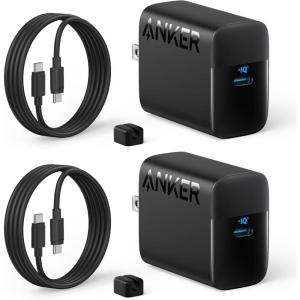 Anker 45W USB C Charger Block, PPS Fast Charger with USB-C Cable for iPhone 17/16 and More Series, iPad, Galaxy S24 Ultra (2-Pack 5 ft Cable Included)(Black)