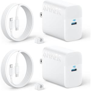 Anker 45W USB C Charger Block, PPS Fast Charger with USB-C Cable for iPhone 17/16 and More Series, iPad, Galaxy S24 Ultra (2-Pack 5 ft Cable Included)(White)