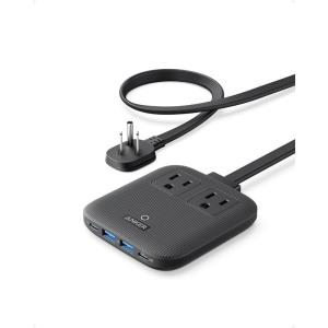 Anker Nano Charging Station(67W Max), 6-in-1 USB-C Power Strip for iPhone 16/15 and MacBook, with Flat Plug and 5ft Thin Undetachable Extension Cord,2 AC,2 USB-A,2 USB-C, for Home&Office(Black Stone)
