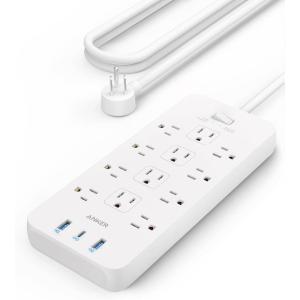 Anker Power Strip Surge Protector (2100J), 12 Outlets with 2 USB A and 1 USB C Port for Multiple Devices, 5ft Extension Cord, 20W Power Delivery Charging for Home, Office, Dorm Essential, TUV Listed(White)