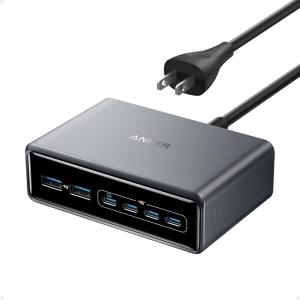 Anker Prime Charging Station, 200W 6-Port GaN Desktop Charger, Fast Charging USB C Charger for Multiple Devices, Compatible with iPhone, Galaxy, MacBook, Dell ane More