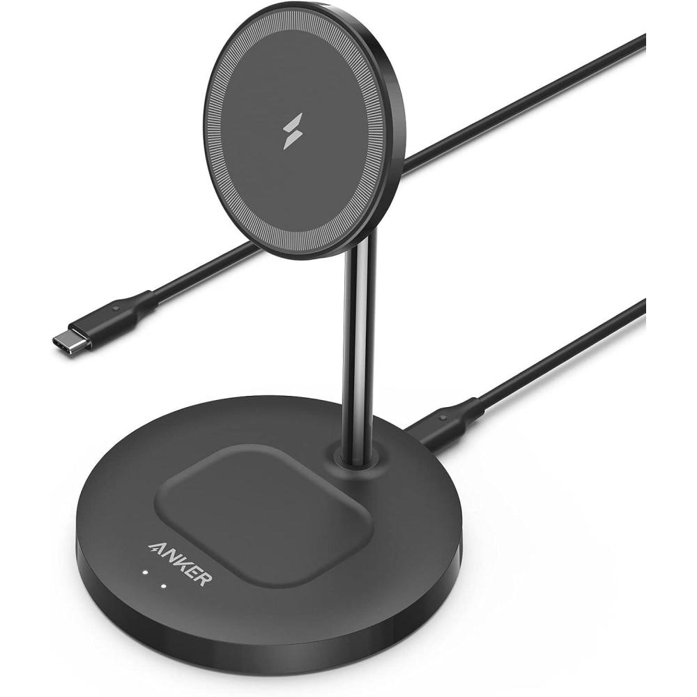 imageAnker iPhone 16 Wireless Charging Stand PowerWave 2in1 Magnetic Stand Lite with USBC Cable for iPhone 1616 Pro16 Plus16 Pro Max151413 Series AirPods 2Pro No AC AdapterBlack