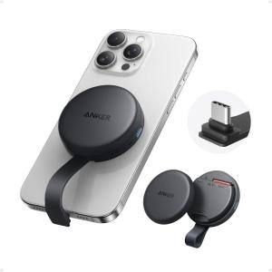 Anker MagGo USB-C Adapter, SD Card Reader for USB C iPhone 16/15 Series(Not for12/13/14), Portable Magnetic Memory Card Reader with Built-in Cable, Slots for SD&TF, 312MB/s Max Data Transfer(Black)(Black Stone)