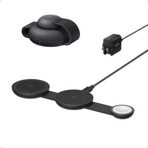 Anker MagSafe Compatible MagGo UFO 3-in-1 Charger, iPhone 17 Wireless Charging Station, 15W Qi2 Certified, Foldable Travel Charging Pad, for iPhone 17/16/15/14, AirPods, Apple Watch (Not a Power Bank)(Black Stone)