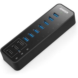 Anker Powered USB Hub for Laptop, 7 Ports USB 3.0 Data Hub, with 36W Power Adapter and BC 1.2 Charging Port for iPhone 7/6s Plus, iPad Air 2, Galaxy S Series, Note Series, Mac, PC, USB-Flash Drives(10 Ports)