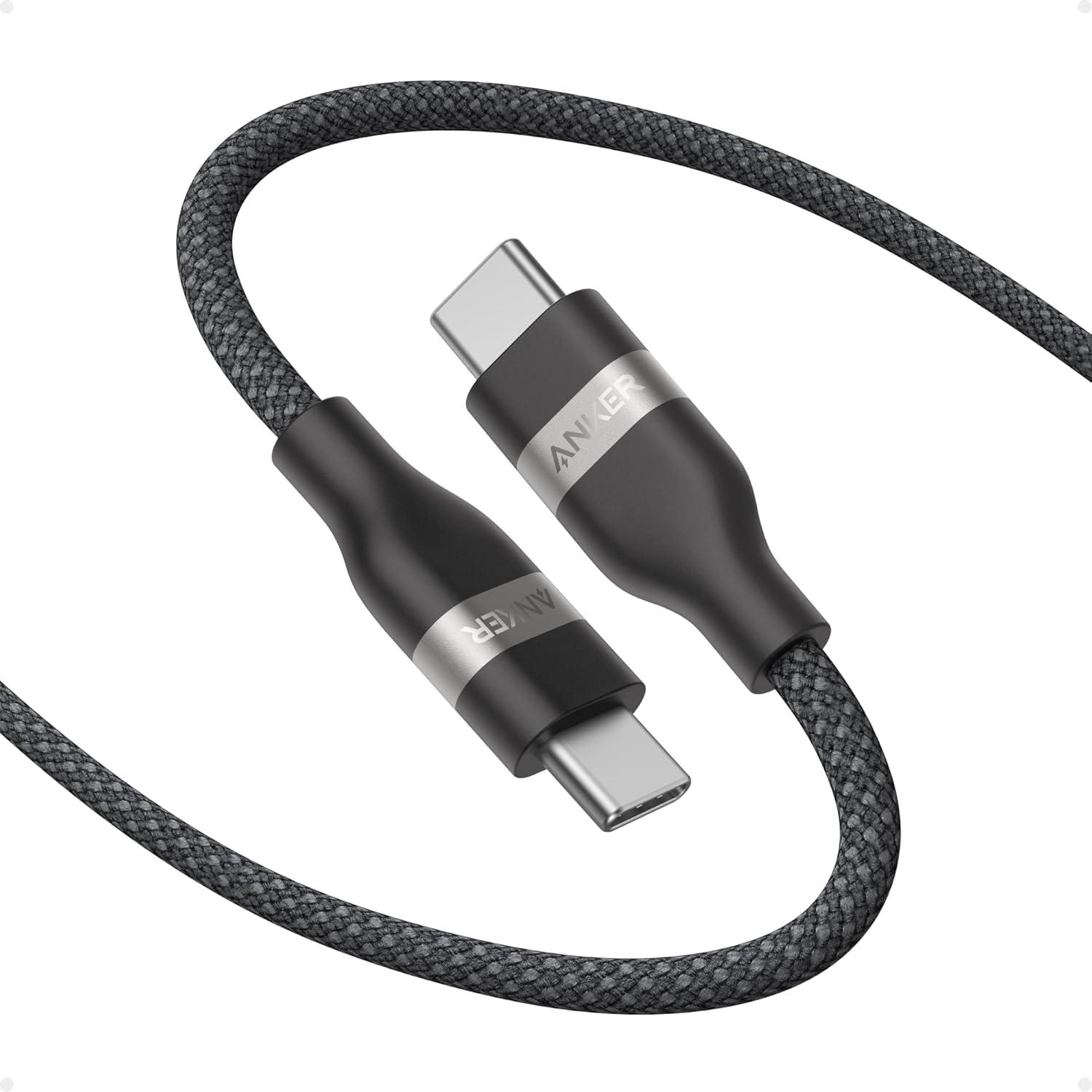 imageAnker Nano USB C Cable 240W Flexible MultiColor Braided Cord Fast Charging Type C Charger for iPhone 17 Series MacBook Pro and More White 6ftBlack