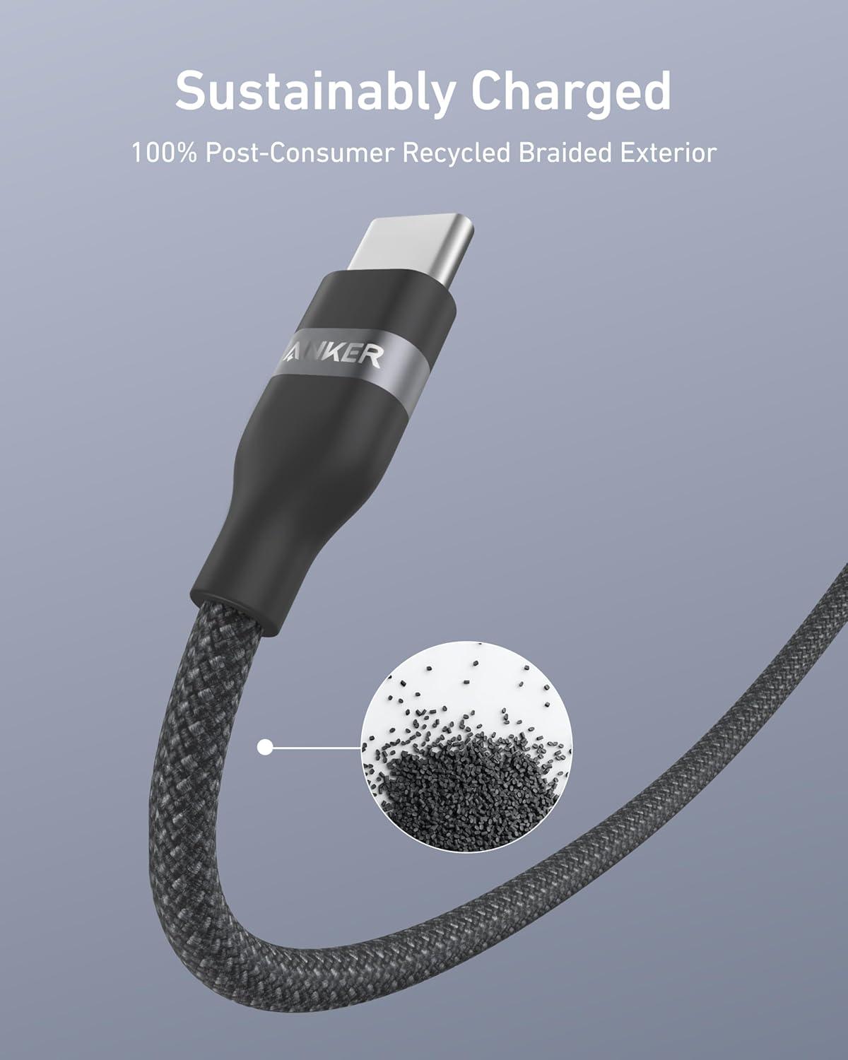 imageAnker Nano USB C Cable 240W Flexible MultiColor Braided Cord Fast Charging Type C Charger for iPhone 17 Series MacBook Pro and More White 6ftBlack