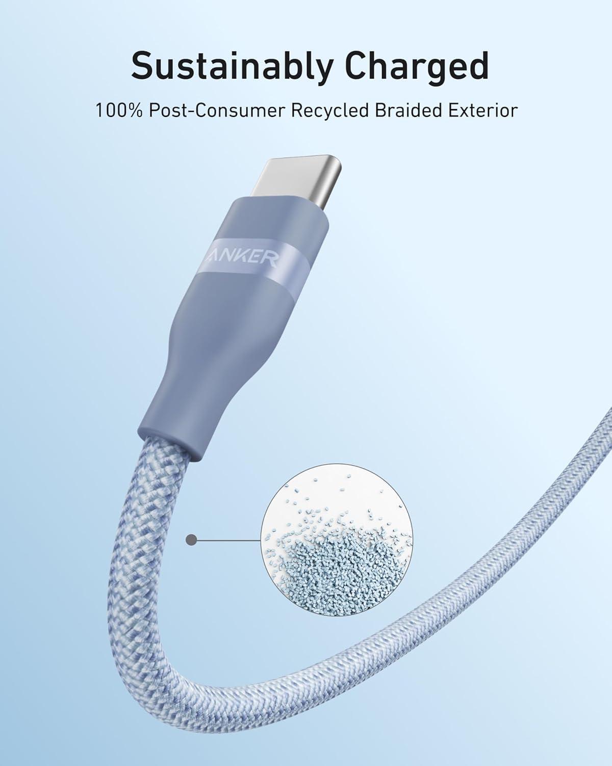imageAnker Nano USB C Cable 240W Flexible MultiColor Braided Cord Fast Charging Type C Charger for iPhone 17 Series MacBook Pro and More White 6ftBlue
