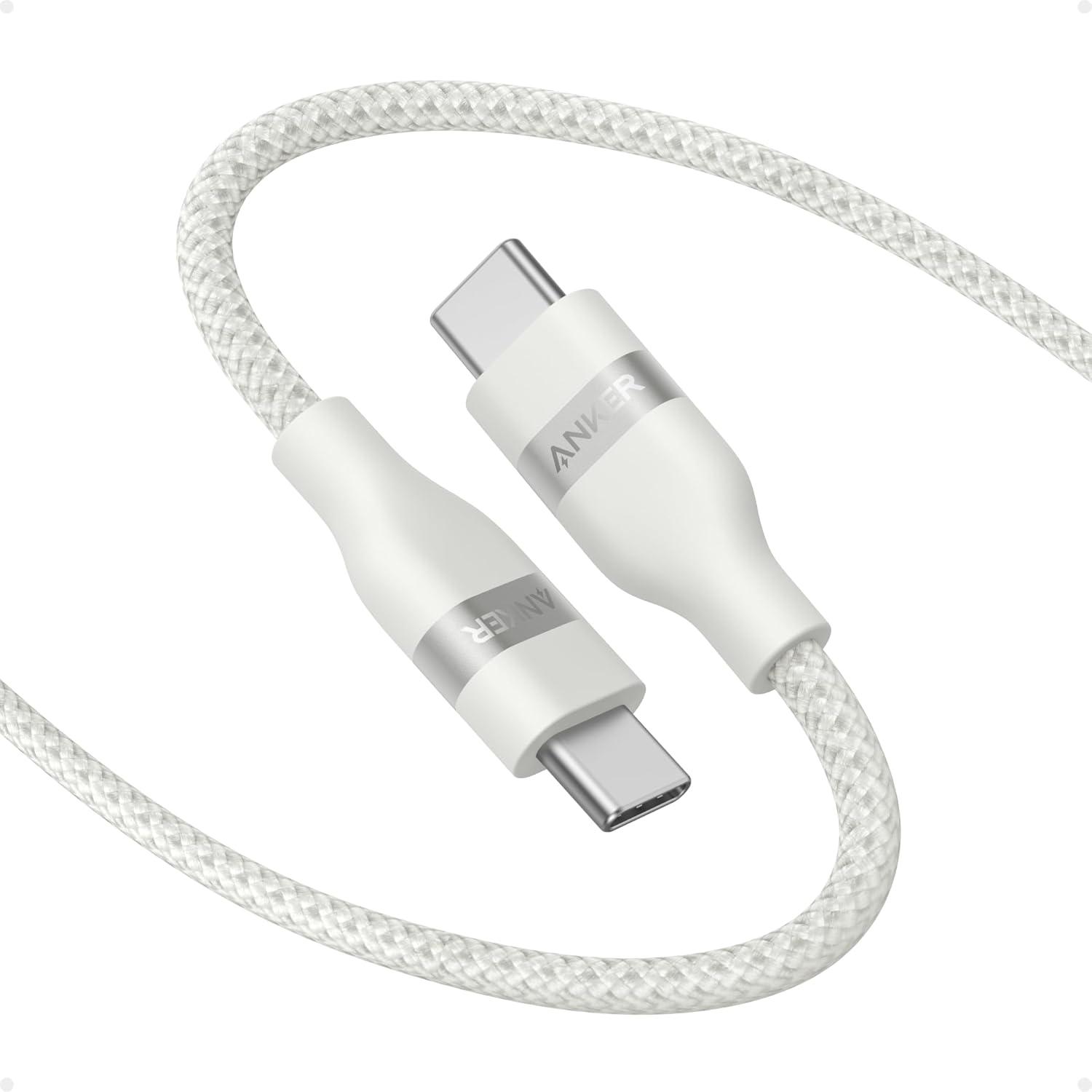 imageAnker Nano USB C Cable 240W Flexible MultiColor Braided Cord Fast Charging Type C Charger for iPhone 17 Series MacBook Pro and More White 6ftWhite