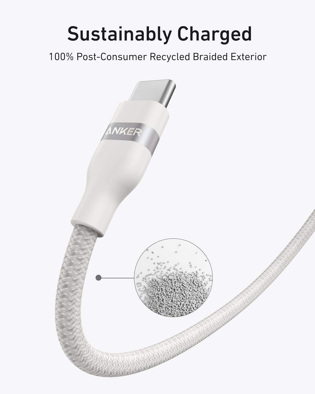 imageAnker Nano USB C Cable 240W Flexible MultiColor Braided Cord Fast Charging Type C Charger for iPhone 17 Series MacBook Pro and More White 6ftWhite
