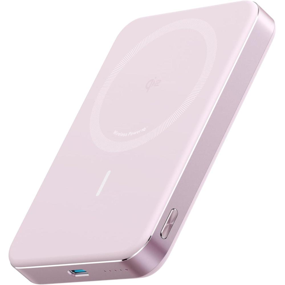 imageAnker MagGo Power Bank Ultra Slim 10000mAh Magnetic Battery Pack Qi2 Certified Portable 15W Ultra Fast MagSafe Compatible Charger Ergonomic Design Only for iPhone 17161514Pink