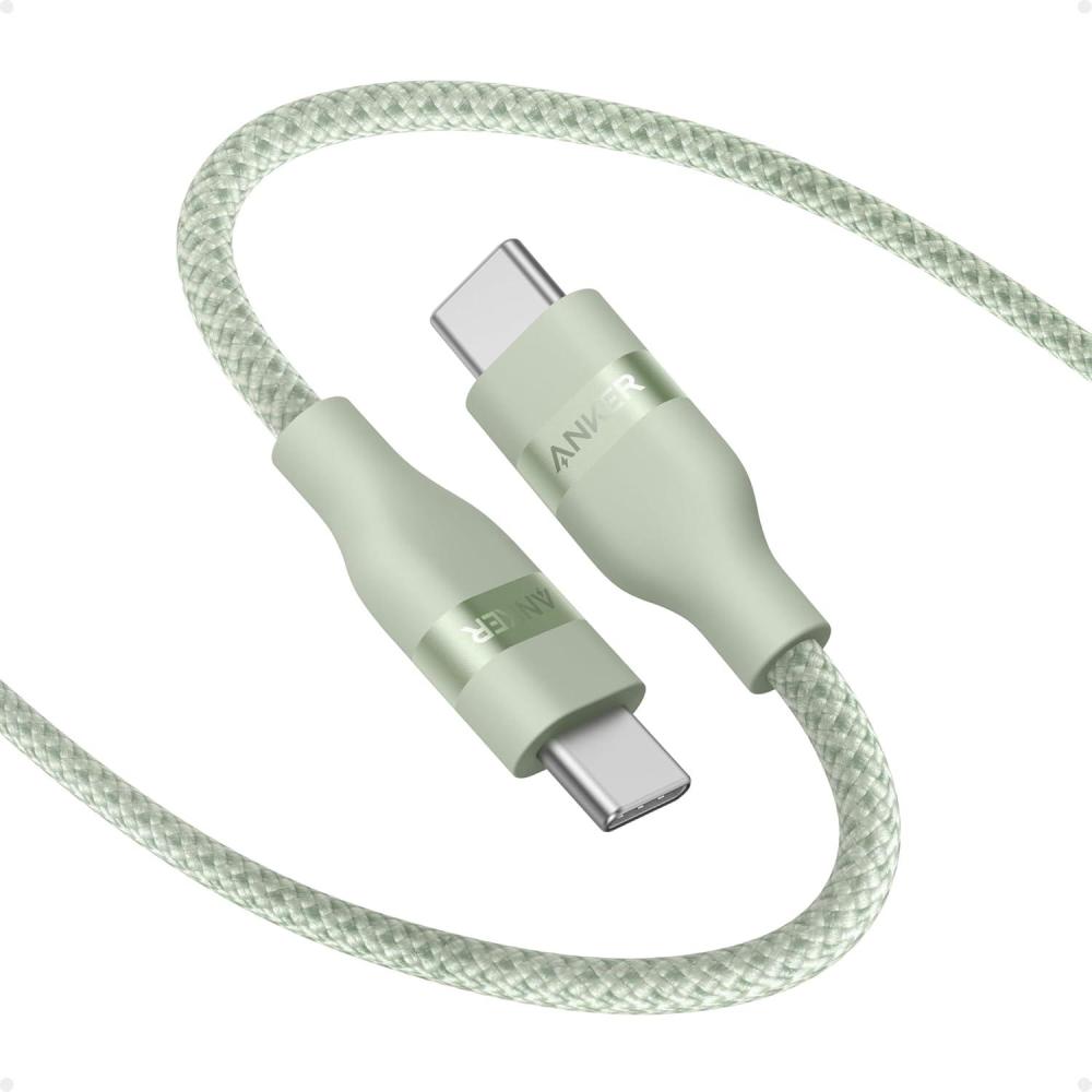 imageAnker Nano USB C Cable 240W Flexible MultiColor Braided Cord Fast Charging Type C Charger for iPhone 17 Series MacBook Pro and More White 6ftGreen