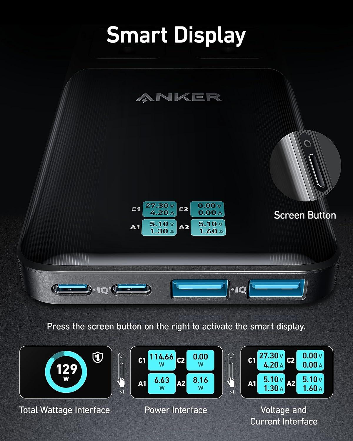 imageAnker Prime 6in1 USB C Charging Station 140W Compact Power Strip for Work and Travel 5 ft Detachable Extension Cord with 6 Ports for iPhone 1515 Plus15 Pro15 Pro MaxNonBattery NonWireless