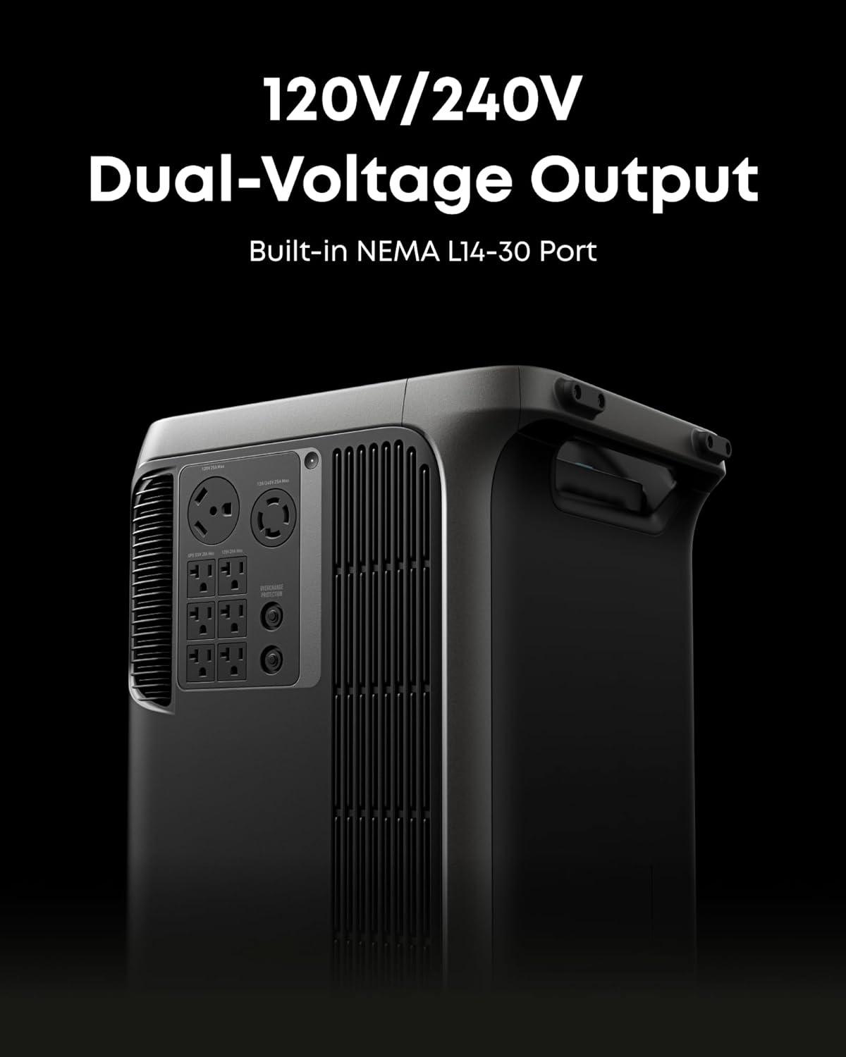 imageAnker SOLIX F3800 Plus Portable Power Station with Double Power Hub and 2x400W Solar Panels 768kWh 12000W AC Output Generators for Home Use Works with Generator For Power Outage and EmergenciesAnker SOLIX F3800 Plus