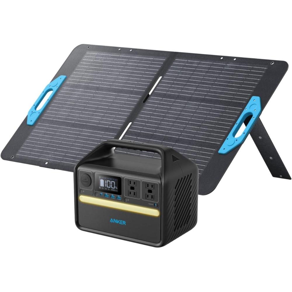 imageAnker 535 Solar Generator Powerhouse 512Wh with 100W Solar Panel Power Station with LiFePO4 4  110V AC Outlets 60W USBC PD Output LED Light for Outdoor Camping RV Power OutageAnker SolixAnker 535 Portable Power Station  1100W Solar Panel