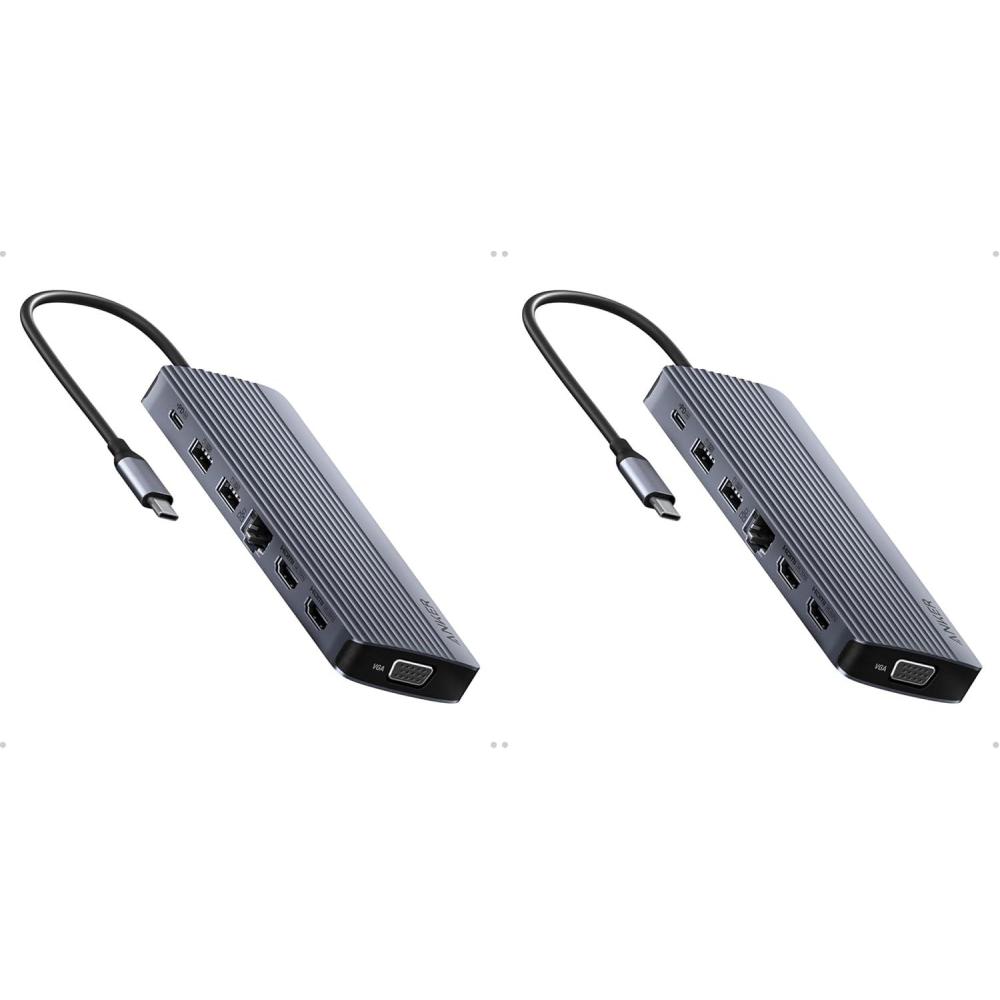 imageAnker Laptop Docking Station 14 in 1 USB C Hub Triple Display with 2 x 4K HDMI 1080p VGA 80W Power Delivery 5Gbps USBAC Data Ports for Dell XPS and More Charger not Included14 in 1 USB C Hub Pack of 2