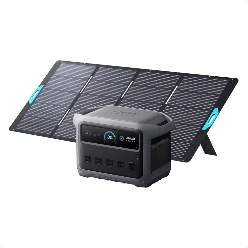 imageAnker SOLIX C1000 Gen 2 Portable Power Station 2000W Peak 3000W Solar Generator Full Charge in 49 Min 1024Wh LiFePO4 Battery for Home Backup Power Outages and Camping Optional Solar Panel400W Solar Panel with C1000 Gen2