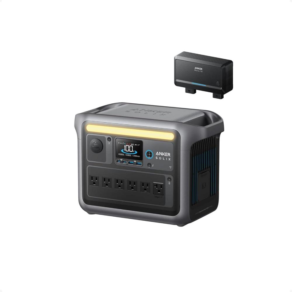 imageAnker SOLIX C1000 Portable Power Station with 200W Solar Panel 1800W Solar Generator 1056wh LFP LiFePO4 Battery 6 AC Outlets Up to 2400W for Home Power Outages and Outdoor CampingAlternator ChargerSOLIX C1000