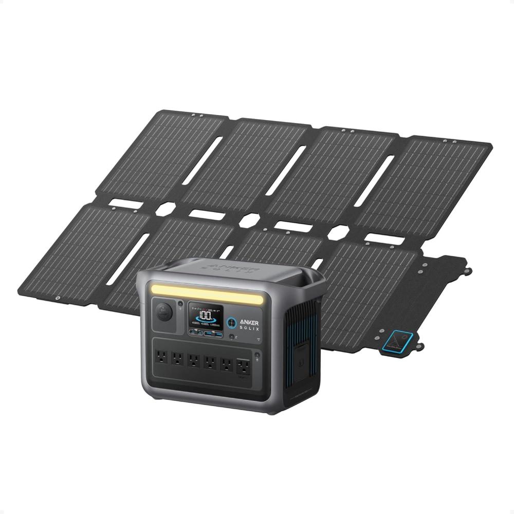 imageAnker SOLIX C1000 Portable Power Station with 200W Solar Panel 1800W Solar Generator 1056wh LFP LiFePO4 Battery 6 AC Outlets Up to 2400W for Home Power Outages and Outdoor CampingPS 100X Solar Panel SOLIX C1000