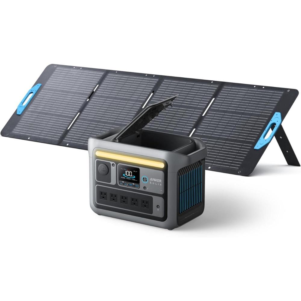 imageAnker SOLIX C800 Portable Power Station with 100W Solar Panel 1200W Peak 1600W Solar Generator Full Charge in 58 Min 768Wh LiFePO4 Battery for Outdoor Camping RVs Road Trip and Power OutagesAnker SOLIX C800200W Solar Panel