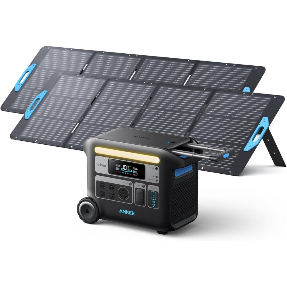 imageAnker SOLIX F2000 Portable Power Station PowerHouse 767 2048Wh GaNPrime Solar Generator with 100W Solar Panel LiFePO4 Batteries 4 AC Outlets Up to 2400W for Home Power Outage Outdoor Camping2200W Solar PanelAnker SOLIX F2000