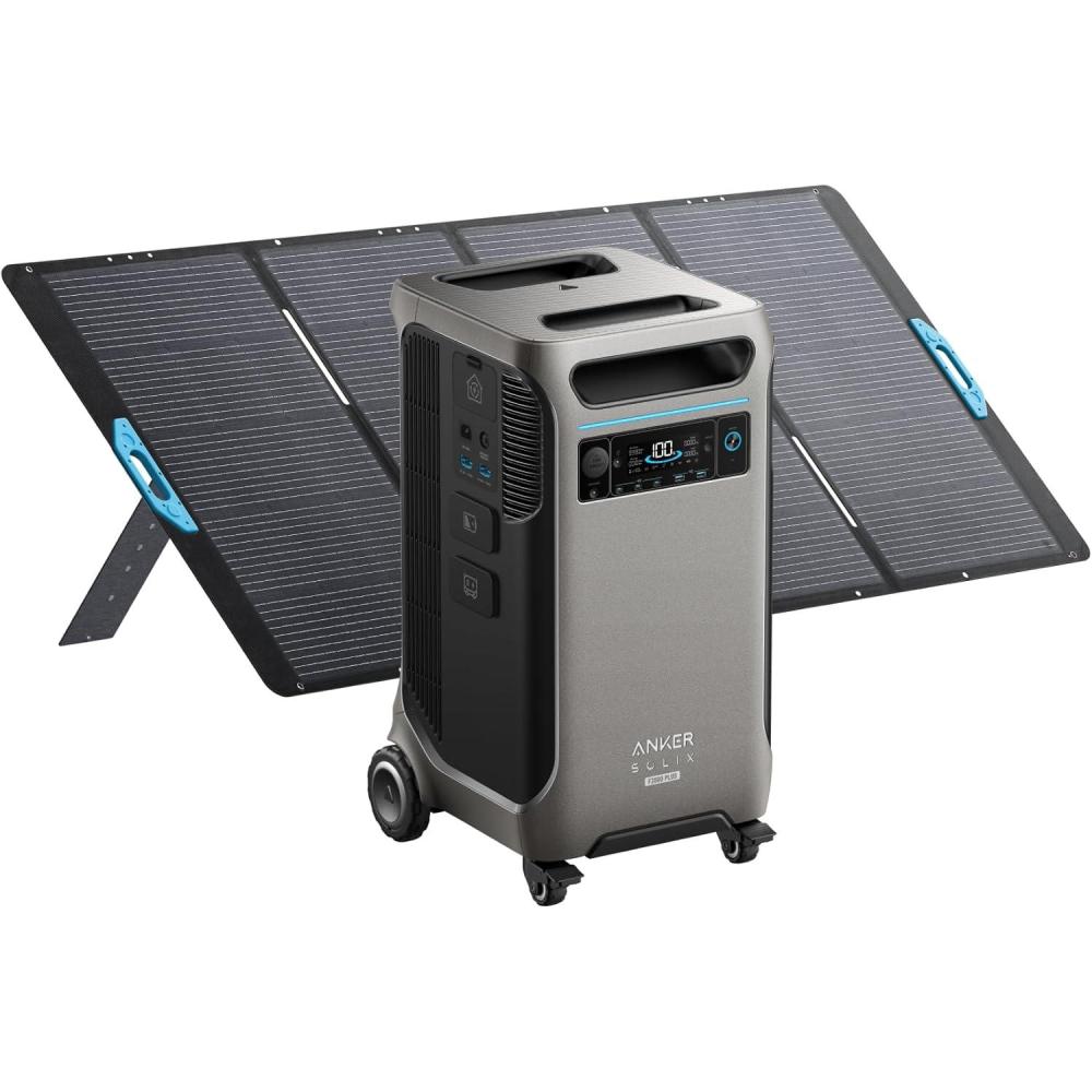 imageAnker SOLIX F3800 Plus Portable Power Station Upgraded Version and BP3800 Expansion Battery with 400W Solar Panel 768kWh 3200W Solar Input Generators for Home Use For Power Outages Emergencies400W Solar PanelAnker SOLIX F3800 Plus