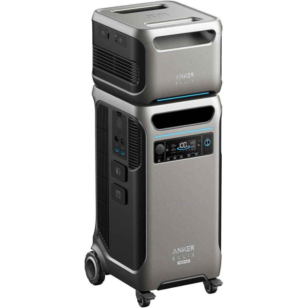 imageAnker SOLIX F3800 Plus Portable Power Station with Double Power Hub and 2x400W Solar Panels 768kWh 12000W AC Output Generators for Home Use Works with Generator For Power Outage and EmergenciesExpansion BatteryAnker SOLIX F3800 Plus