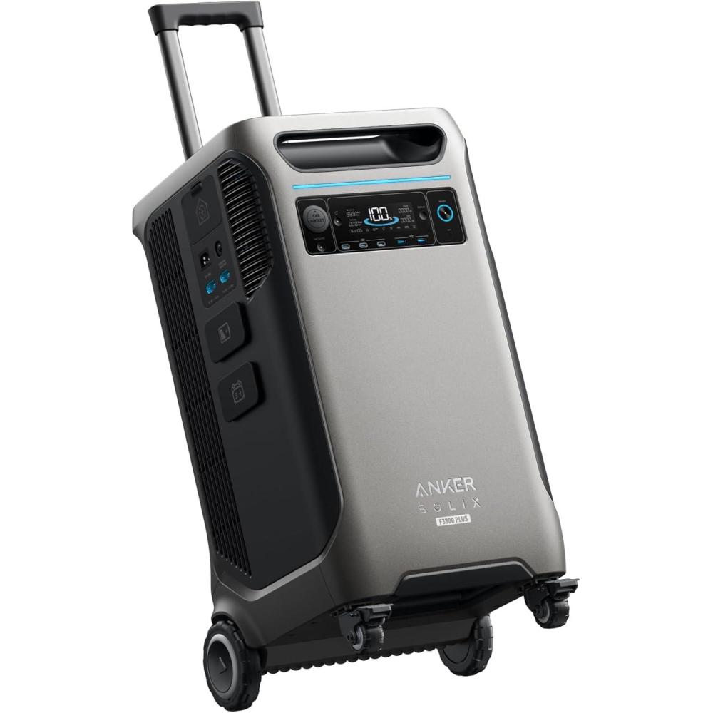 imageAnker SOLIX F3800 Plus Portable Power Station with Double Power Hub and 2x400W Solar Panels 768kWh 12000W AC Output Generators for Home Use Works with Generator For Power Outage and EmergenciesAnker SOLIX F3800 Plus