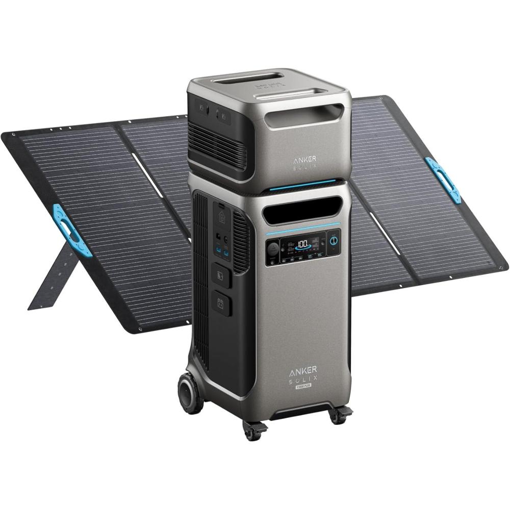 imageAnker SOLIX F3800 Plus Portable Power Station with Double Power Hub and 2x400W Solar Panels 768kWh 12000W AC Output Generators for Home Use Works with Generator For Power Outage and EmergenciesExpansion Battery400W Solar PanelAnker SOLIX F3800 Plus