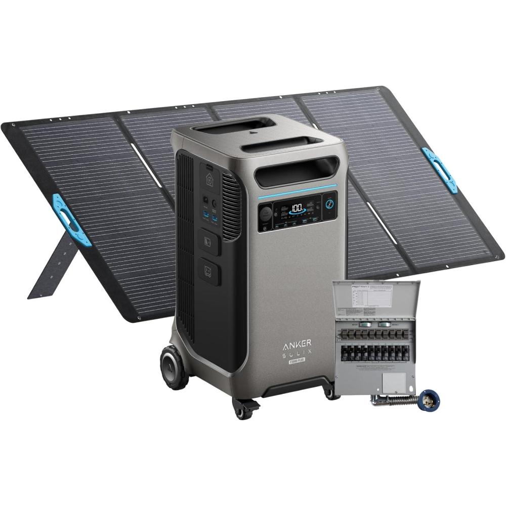 imageAnker SOLIX F3800 Plus Portable Power Station with Double Power Hub and 2x400W Solar Panels 768kWh 12000W AC Output Generators for Home Use Works with Generator For Power Outage and Emergencies400W Solar PanelTransfer Switch KitAnker SOLIX F3800 Plus