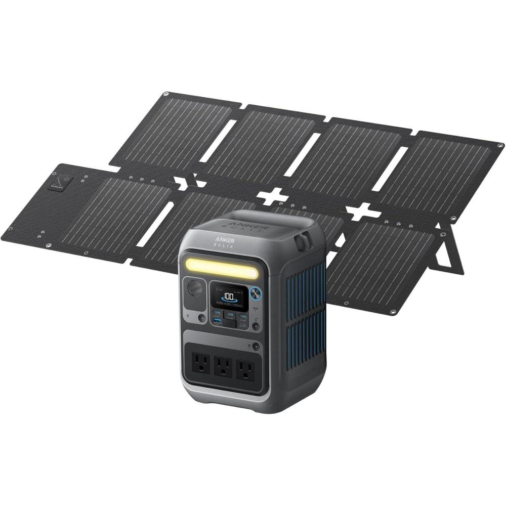 imageAnker Solar Generator SOLIX C300 with 60W Solar Panel 288Wh Portable Power Station 300W 600W Surge LiFePO4 Battery 140W TwoWay Fast Charging for Outdoor Camping Traveling and EmergenciesAnker SOLIX C30060W Solar Panel