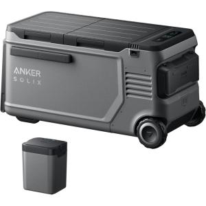 Anker SOLIX EverFrost 2 58L Cooler with Road Trip Kit, 61 qt Car Refrigerator, Electric Cooler with 288Wh Battery, Powered by AC/DC or Solar (B0DXF7XZJZ)(Battery+58L Cooler)