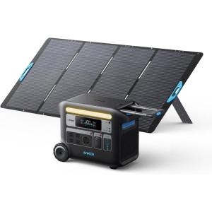 Anker SOLIX F2000 Portable Power Station, PowerHouse 767, 2048Wh GaNPrime Solar Generator with 100W Solar Panel, LiFePO4 Batteries, 4 AC Outlets Up to 2400W for Home, Power Outage, Outdoor Camping(400W Solar Panel+Anker SOLIX F2000)
