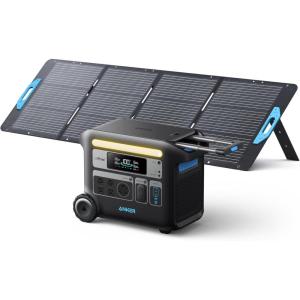 Anker SOLIX F2000 Portable Power Station, PowerHouse 767, 2048Wh GaNPrime Solar Generator with 100W Solar Panel, LiFePO4 Batteries, 4 AC Outlets Up to 2400W for Home, Power Outage, Outdoor Camping(200W Solar Panel+Anker SOLIX F2000)