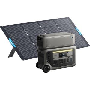 Anker SOLIX F3000 Portable Power Station with Double Voltage Hub, 3,072Wh, 6,000W Recharging, Solar Generators for Home Use, Expandable to 24kWh, For Outages, Camping, RVs, Emergencies(BP3000 Expansion Battery+400W Solar Panel+Anker SOLIX F3000)