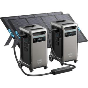 Anker SOLIX F3800 Plus Portable Power Station (Upgraded Version) and BP3800 Expansion Battery with 400W Solar Panel, 7.68kWh, 3200W Solar Input, Generators for Home Use, For Power Outages, Emergencies(Double Power Hub+400W Solar Panel*2+Anker SOLIX F3800 Plus*2)