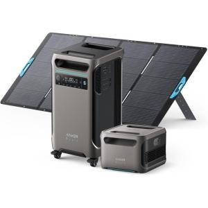 Anker SOLIX F3800 Portable Power Station with 400W Solar Panel, 3840Wh LiFePO4 Battery, 6000W AC output with 120V/240V, Solar Generator for Home Use, RV, Emergencies, Power Outages, Outdoor Camping(Anker SOLIX F3800+BP3800+400W Solar Panel)