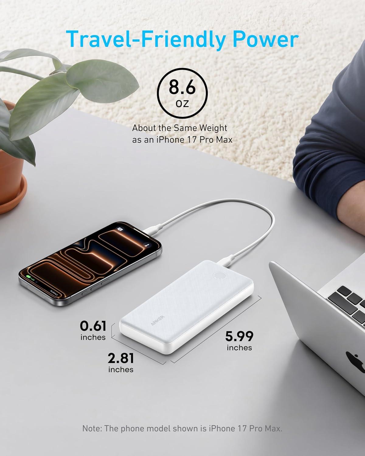 imageAnker Power BankPowerCore 10K Compact TravelReady 10000mAh Battery Pack with PowerIQ Charging Technology 5V3A HighSpeed Charging for iPhone iPadand MoreUSBC Input and OutputBlack 1packUSBC Input and OutputWhite
