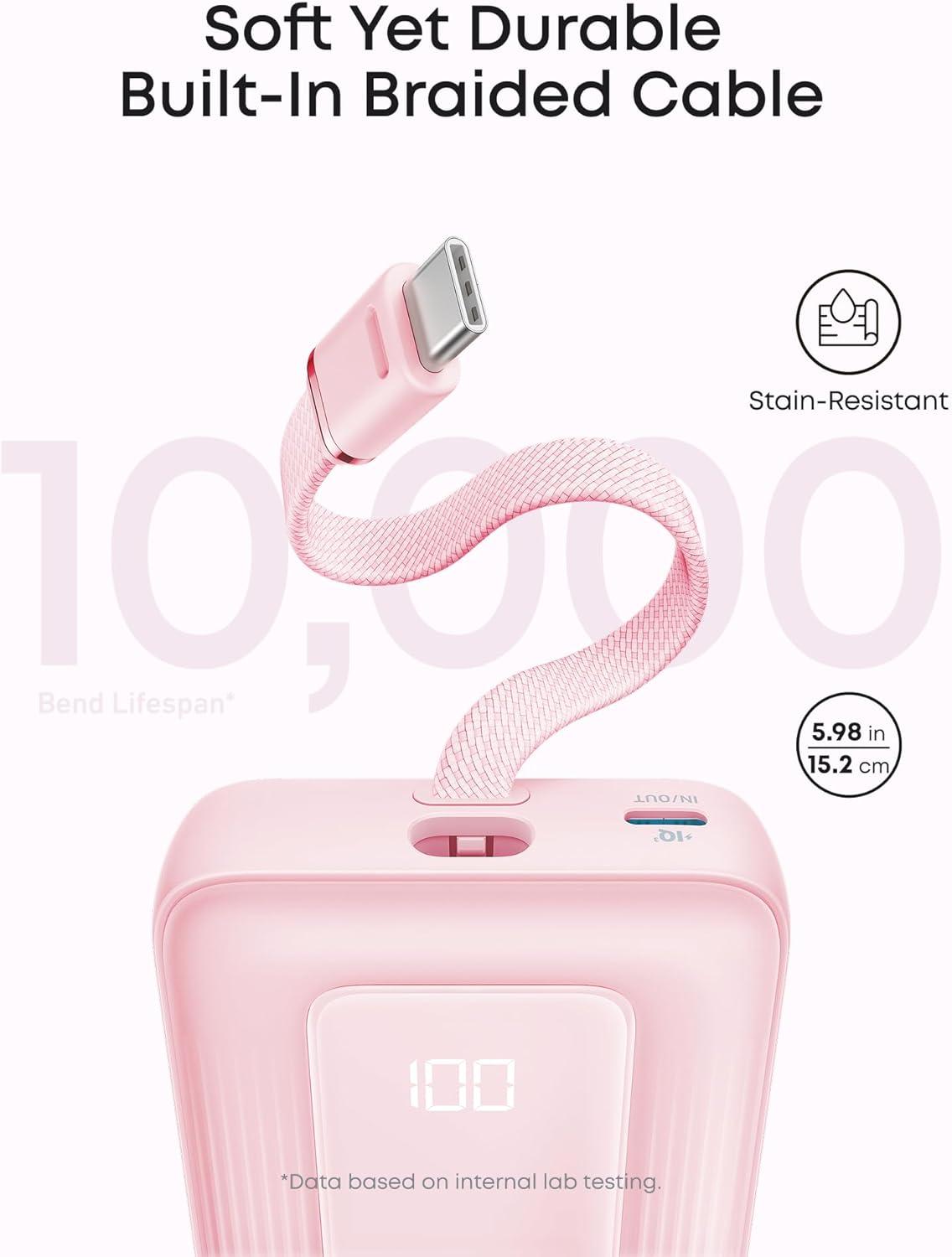 imageAnker Zolo Power Bank 2025 Upgraded Version 45W Max Fast Charging 20000mAh Battery Pack Dual Builtin USBC Cables USBCampA Port for iPhone 1716 Series Galaxy MacBook and MoreBlue